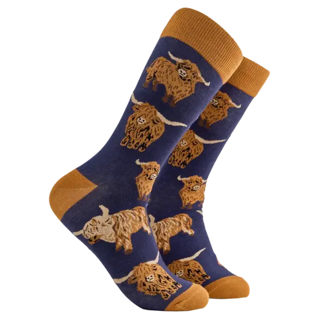 Sok Highland Cows donker blauw  43-46