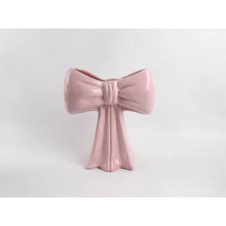 Aardewerk vaas bow lichtroze - 25,5x15,3x28cm | Strik | Strikken