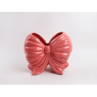 Aardewerk vaas bow donkerroze - 24x15,2x19,3cm