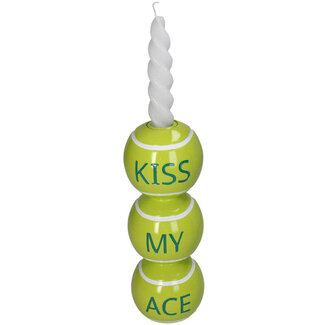 Kandelaar Kiss My Ace Polyresin Geel 8x8x23cm