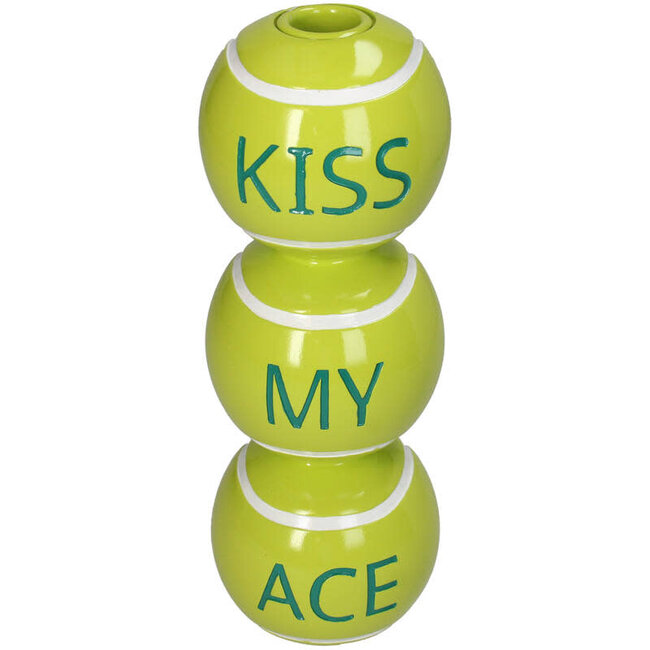 Kandelaar Kiss My Ace Polyresin Geel 8x8x23cm