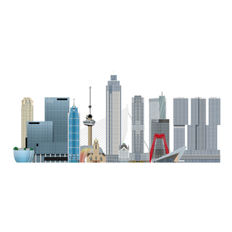 Stukje Rotterdam Skyline Rotterdam poster 60x40cm