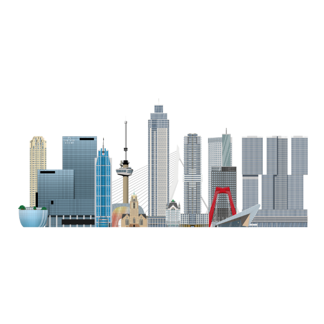 Stukje Rotterdam Skyline Rotterdam poster 60x40cm