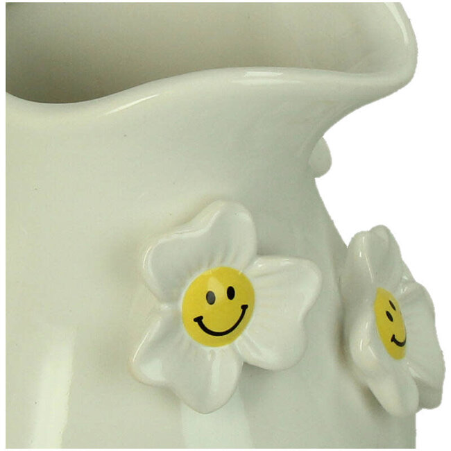 Vaas Waterkan Bloemen met Smileys 18,1x18,1x18,9cm