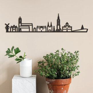 Cityshapes Skyline Delft zwart mdf 90cm