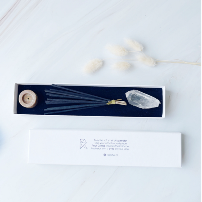 Wierook & Gemstone Giftbox - Lavendel/Bergkristal