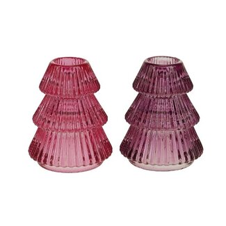 Candle holder Christmas tree purple assorti 8x6,5x6,5cm