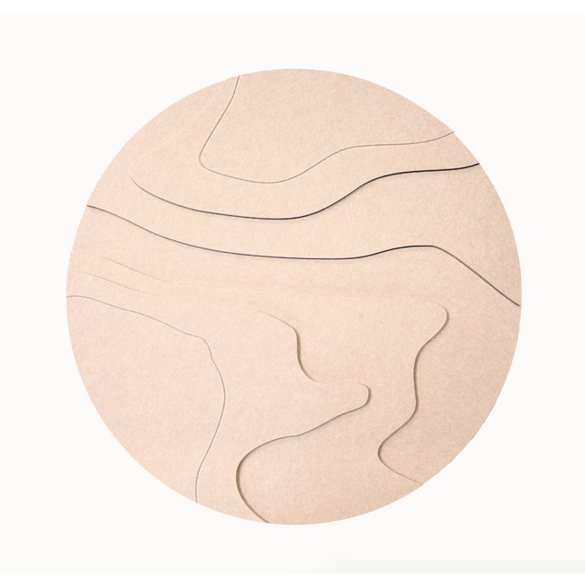 Wandkraft Contour Flow Beige | Akoestisch rond schilderij | 74x74cm