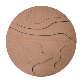 Wandkraft Contour Flow Brown | Akoestisch rond schilderij | 74x74cm