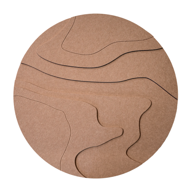 Wandkraft Contour Flow Brown | Akoestisch rond schilderij | 74x74cm