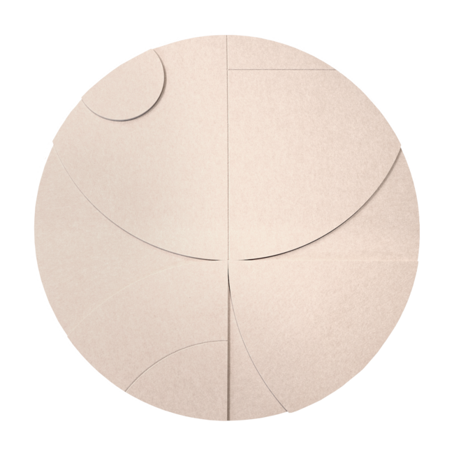 Wandkraft Geometric Harmony Beige | Akoestisch rond schilderij | 74x74cm