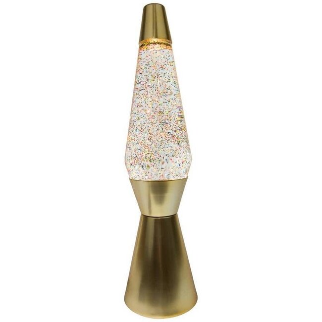 Fisura Lamp Lava - Bullet - Mat gold base / clear liquid / multicolor glitter