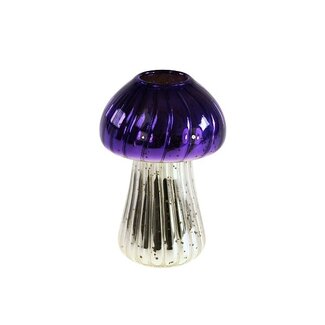 Mushroom vase blue  glass 8.5x13cm | Paddenstoel vaasje