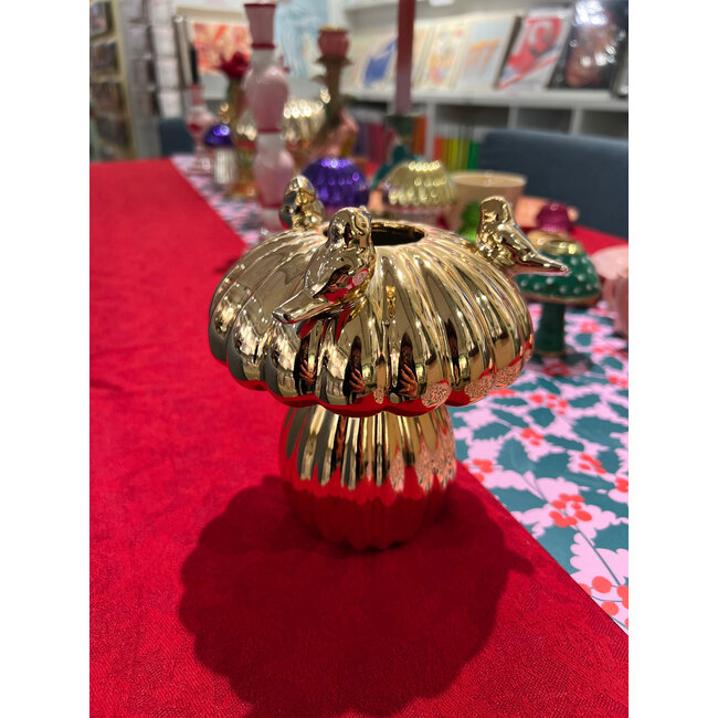 Mushroom vase Ero, gold klein