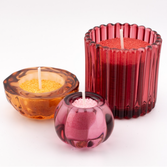 Kaarsenzand | Kaarsenkorrels zak 250gr met 8 lonten | Rood | Kaars