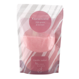Kaarsenzand | Kaarsenkorrels zak 250gr met 8 lonten | Roze | Kaars