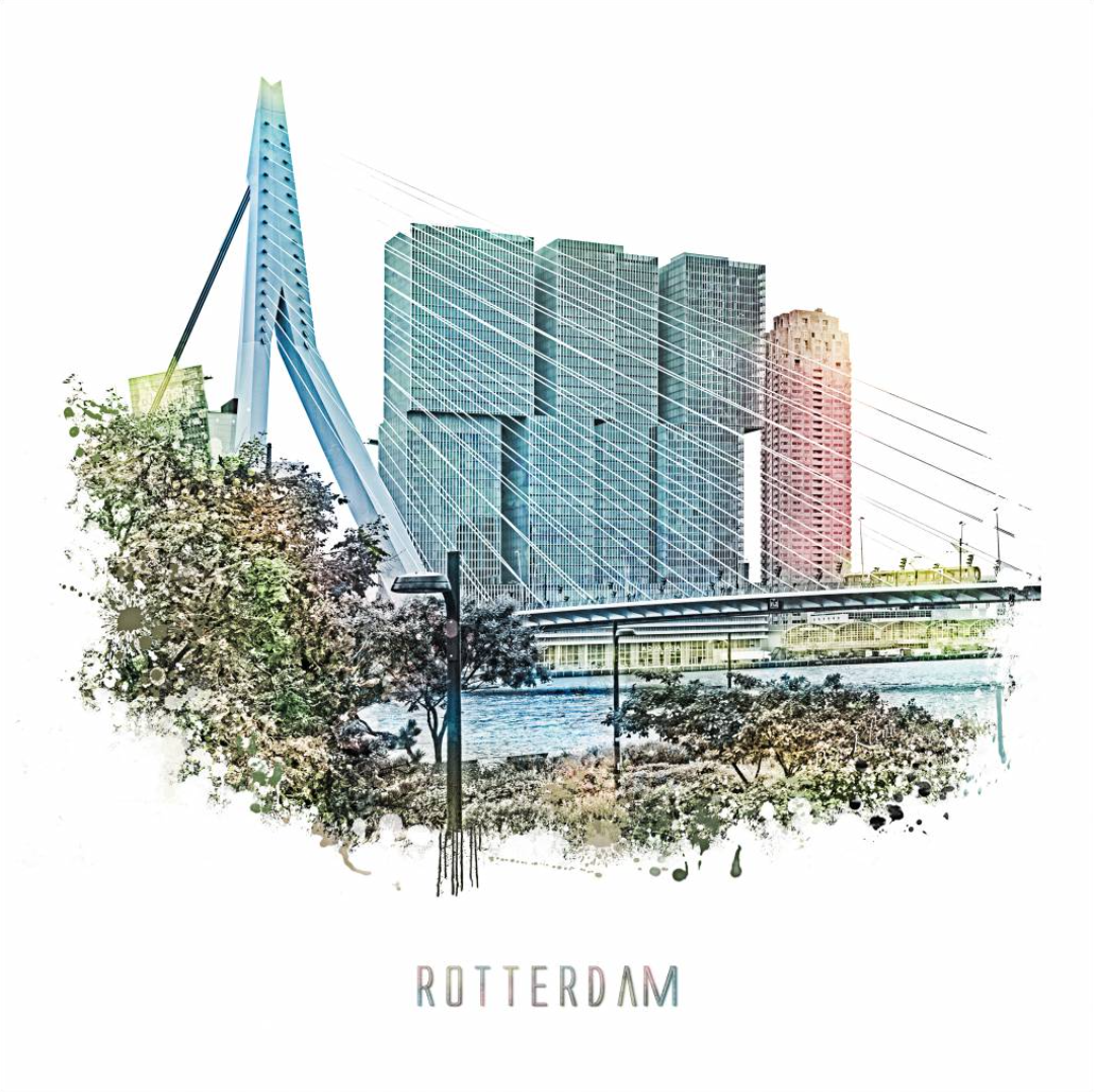 Rotterdamse gebouwen als poster voor aan de muur