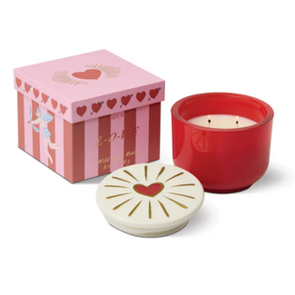 Geurkaars | Hart | Red Glass Candle with Heart Lid - Wild Fig & Rose - Charmed