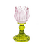 Waxinehouder tulp roze met groen 7.4x14cm