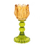 Waxinehouder tulp sandstone met groen | kandelaar glas | 7.5x18cm