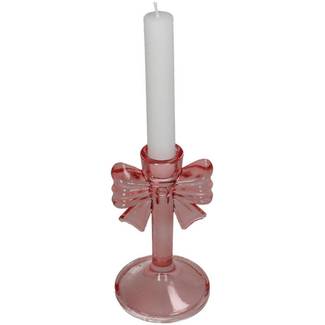 Kandelaar strik Glas Roze 8,5x8,5x15cm