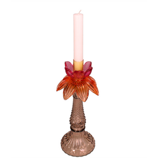 Kandelaar Palm glas naturel 25x25x26cm