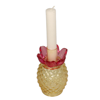 Kandelaar ananas glas multi 7,5x7,5x13,5cm