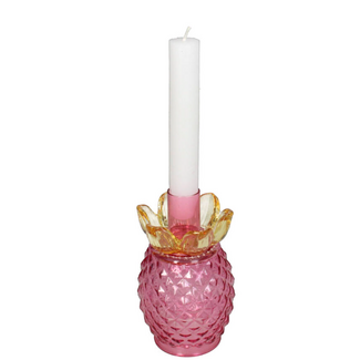 Kandelaar ananas glas multi 7,5x7,5x13,5cm