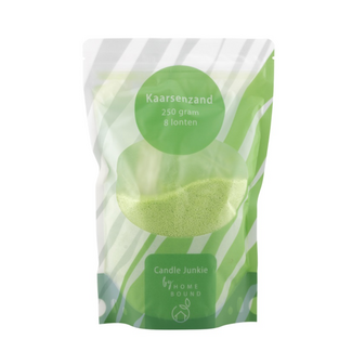 Kaarsenkorrels | Kaarsenzand | Zak 250gr met 8 lonten groen