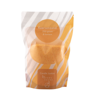 Kaarsenkorrels | Kaarsenzand | Zak 250gr met 8 lonten oranje