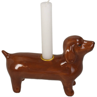 Kandelaar Teckel Dolomiet Bruin 19,8x7x13,7cm