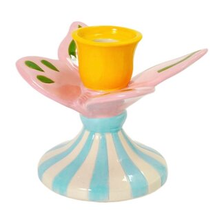 Kaarsenstandaard aardewerk vlinder 11,3x12,4x11,8cm