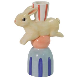Kaarsenstandaard aardewerk circus bunny 11,4x5,6x15,1cm