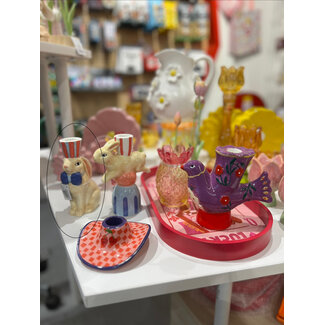 Kaarsenstandaard aardewerk circus bunny