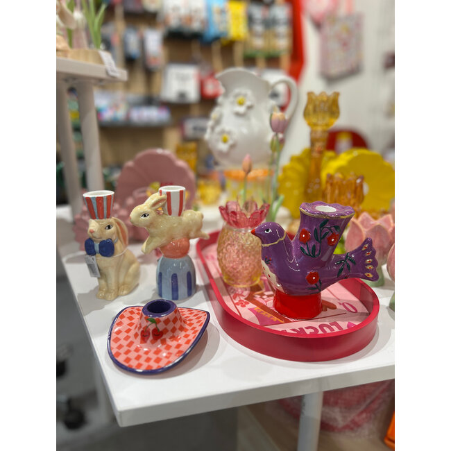 Aardewerk kaarsenstandaard cowboy hoed 12x10,5x4,5cm