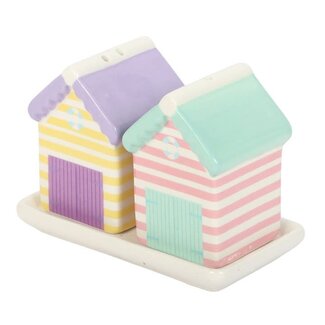 Pastel Beach hut | Zout en peperstel | Salt and Pepper shaker | 11.5x6.5x8cm