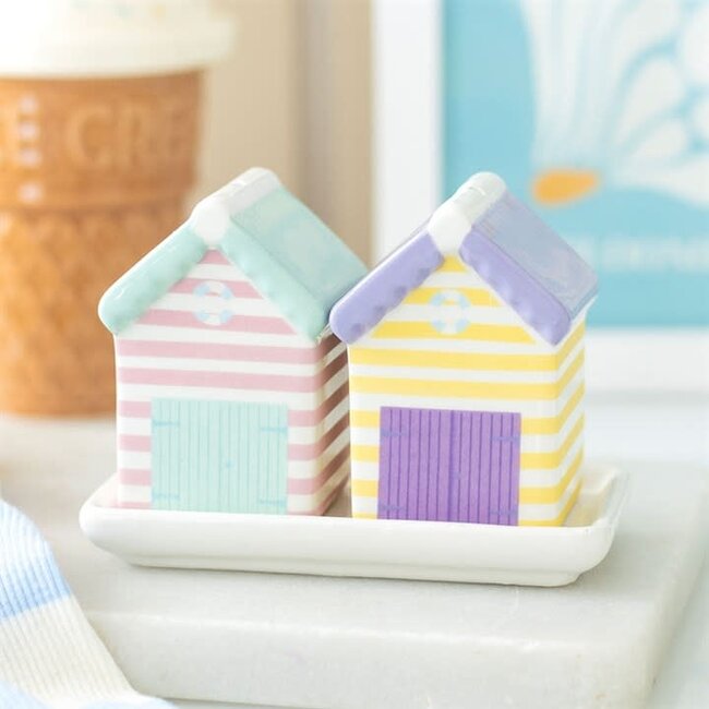 Pastel Beach hut | Zout en peperstel | Salt and Pepper shaker | 11.5x6.5x8cm