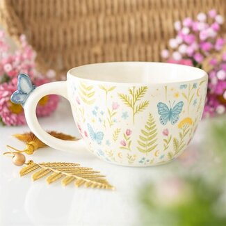 Floral Print Mug with Butterfly 17.5x12.3x8cm