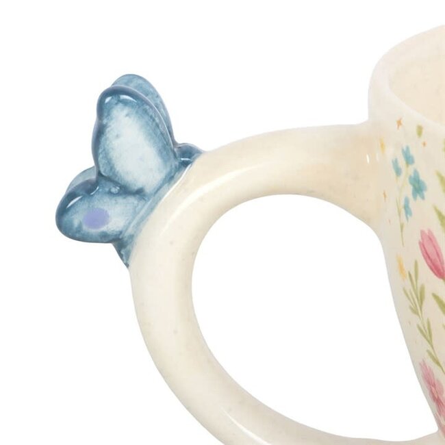 Floral Print Mug with Butterfly 17.5x12.3x8cm