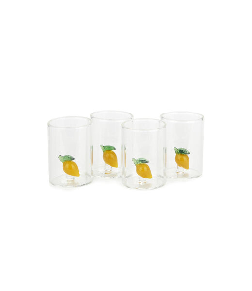 Balvi Shot glasses set Lemon x4 glass 5x4x4 cm | Citroen | Borrelglaasjes | Glas
