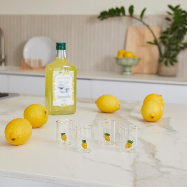 Balvi Shot glasses set Lemon x4 glass 5x4x4 cm | Citroen | Borrelglaasjes | Glas