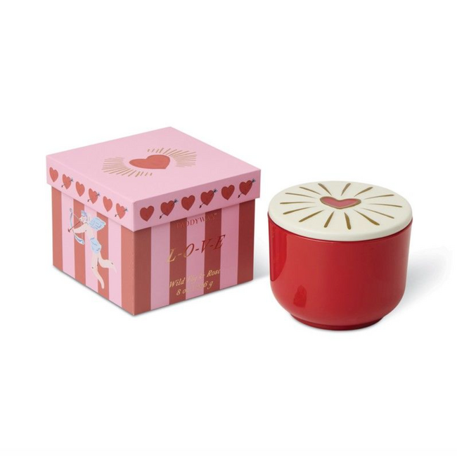 Geurkaars | Hart | Red Glass Candle with Heart Lid - Wild Fig & Rose - Charmed