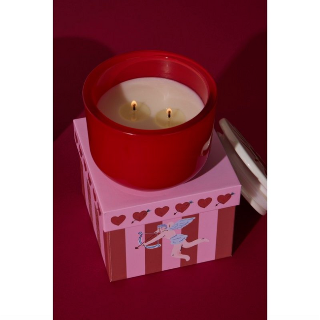 Geurkaars | Hart | Red Glass Candle with Heart Lid - Wild Fig & Rose - Charmed