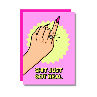 Studio Soph Shit just got real | Engaged card | Verloofd | Trouwen kaart