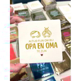 Tegel Altijd fijn om bij Opa en Oma te zijn creme goud