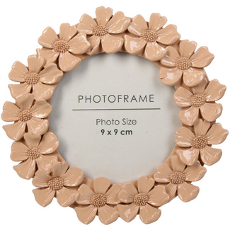 Fotolijst Bloemen Polyresin Perzik 9x9cm