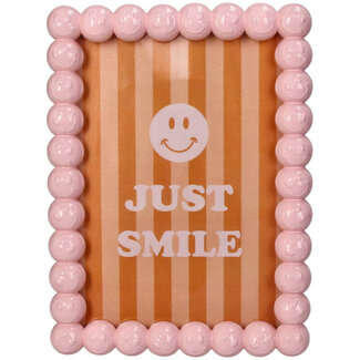Fotolijstje pink rand met Smiley bollen 13x18cm
