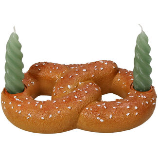 Kandelaar Pretzel Polyresin Bruin 20,2x13,2x5cm