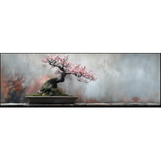 Artframe | Panorama | Minimalistisch stilleven met roze bloesem | 160x55