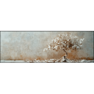 Artframe | Panorama | Papieren boom tegen verweerde muur | 160x55